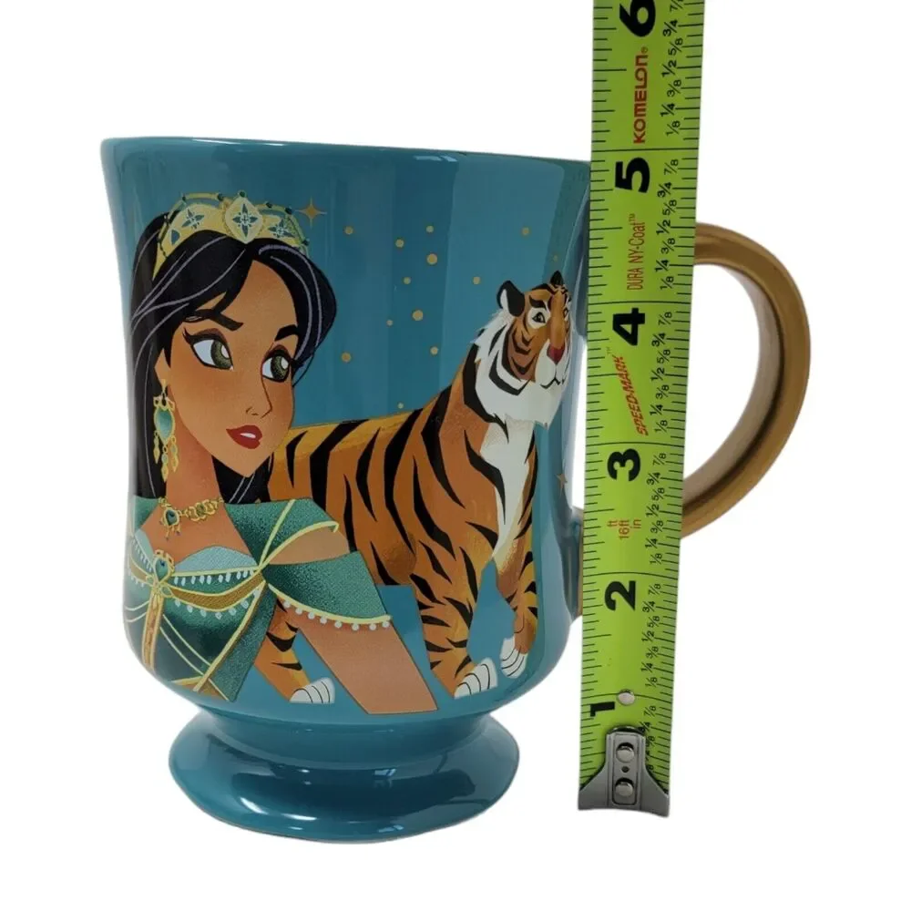 Disney Princess Jasmine Aladdin‎ Coffee Mug Live Action 2019 Footed Blue Rajah